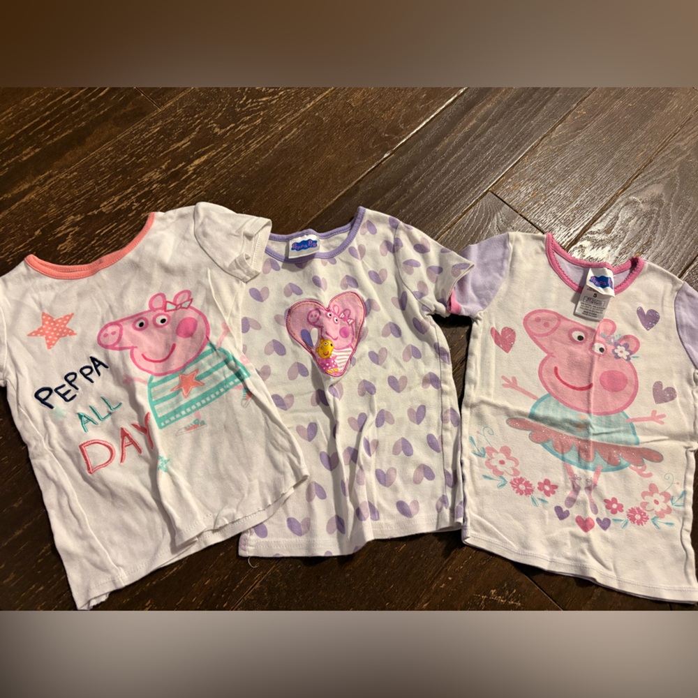 Peppa Pig Kids Pajama Tops - White and Pink